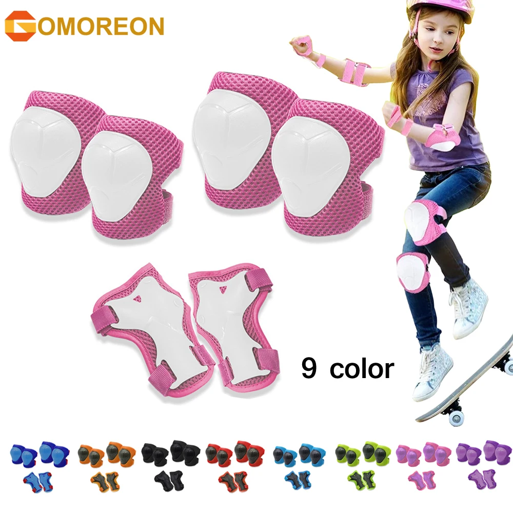 Cycling Protective Gear Kids - GOMOREON 6 قطع/مجموعة وسادات ركبة للأطفال